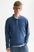 Scotch and Soda Structured Long Sleeve Polo in Ensign Blue — front view