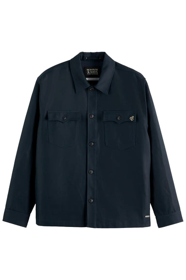 scotch and soda cotton blend twill overshirt carbon front