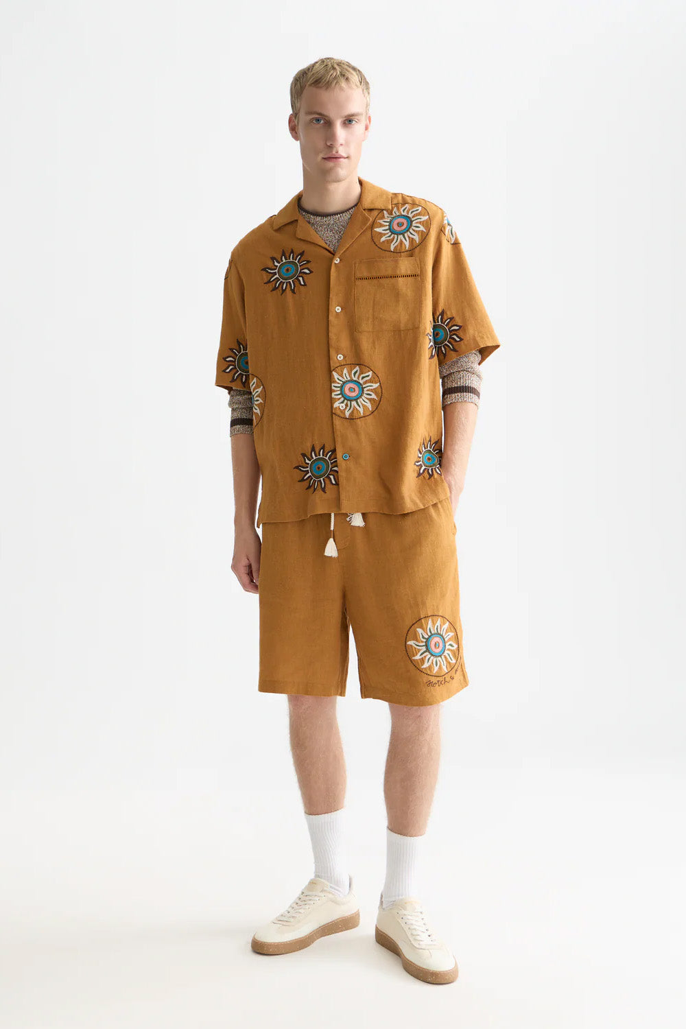 scotch and soda embroidered linen ss cathay spice