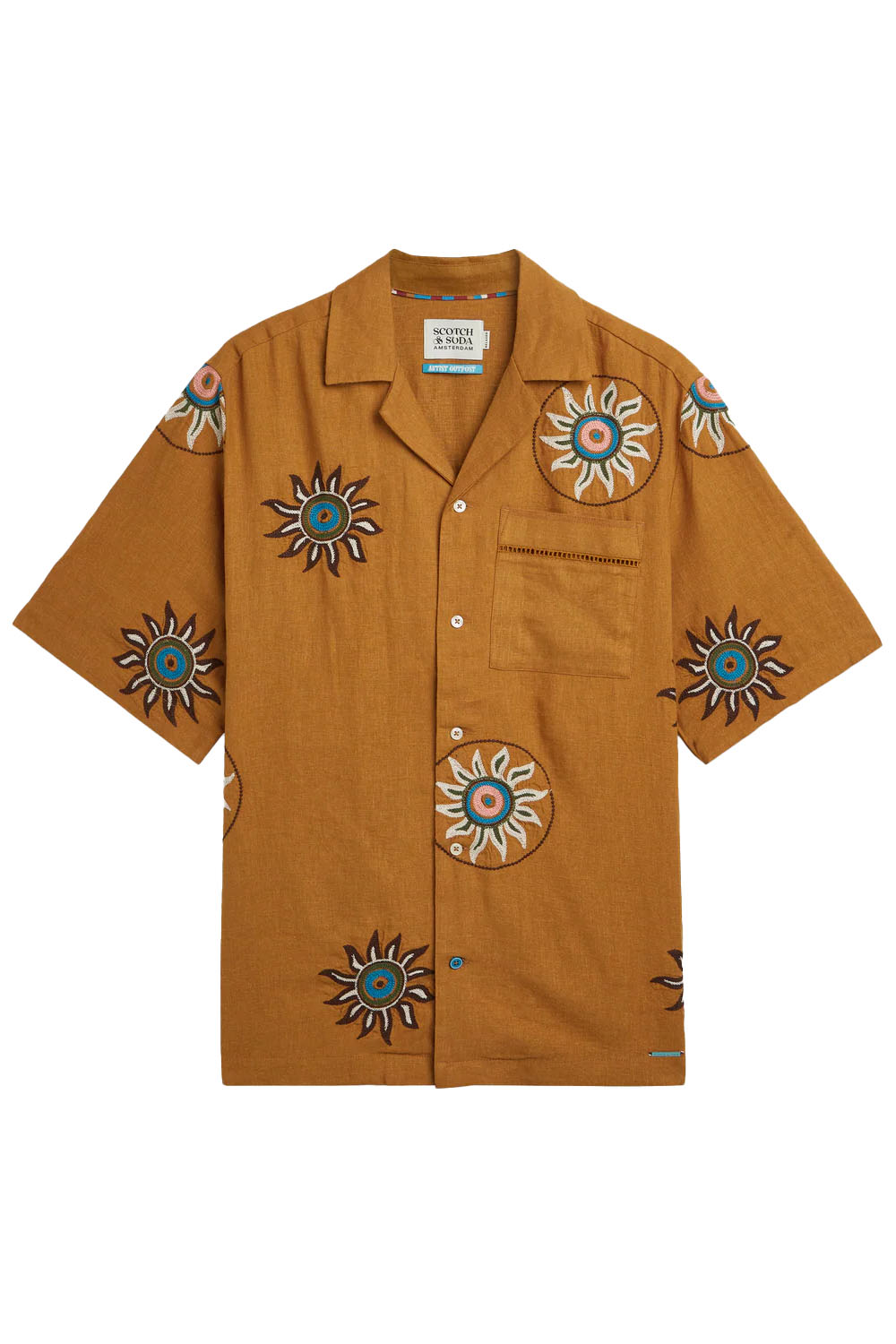 scotch and soda embroidered linen ss cathay spice flatlay