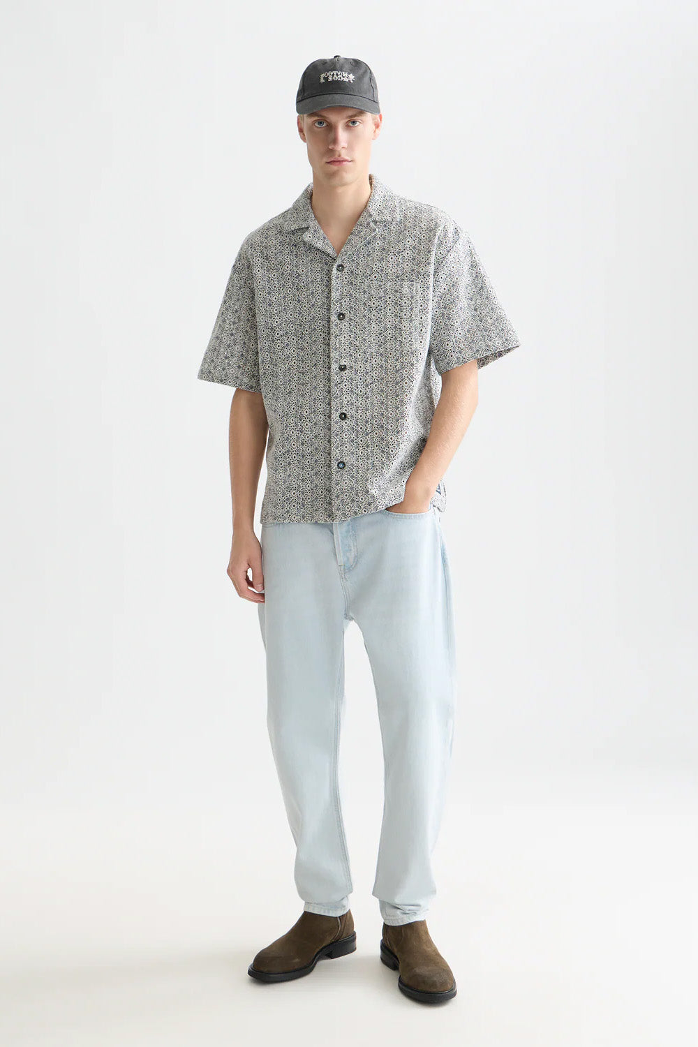 scotch and soda embroidered relaxed ss bright white