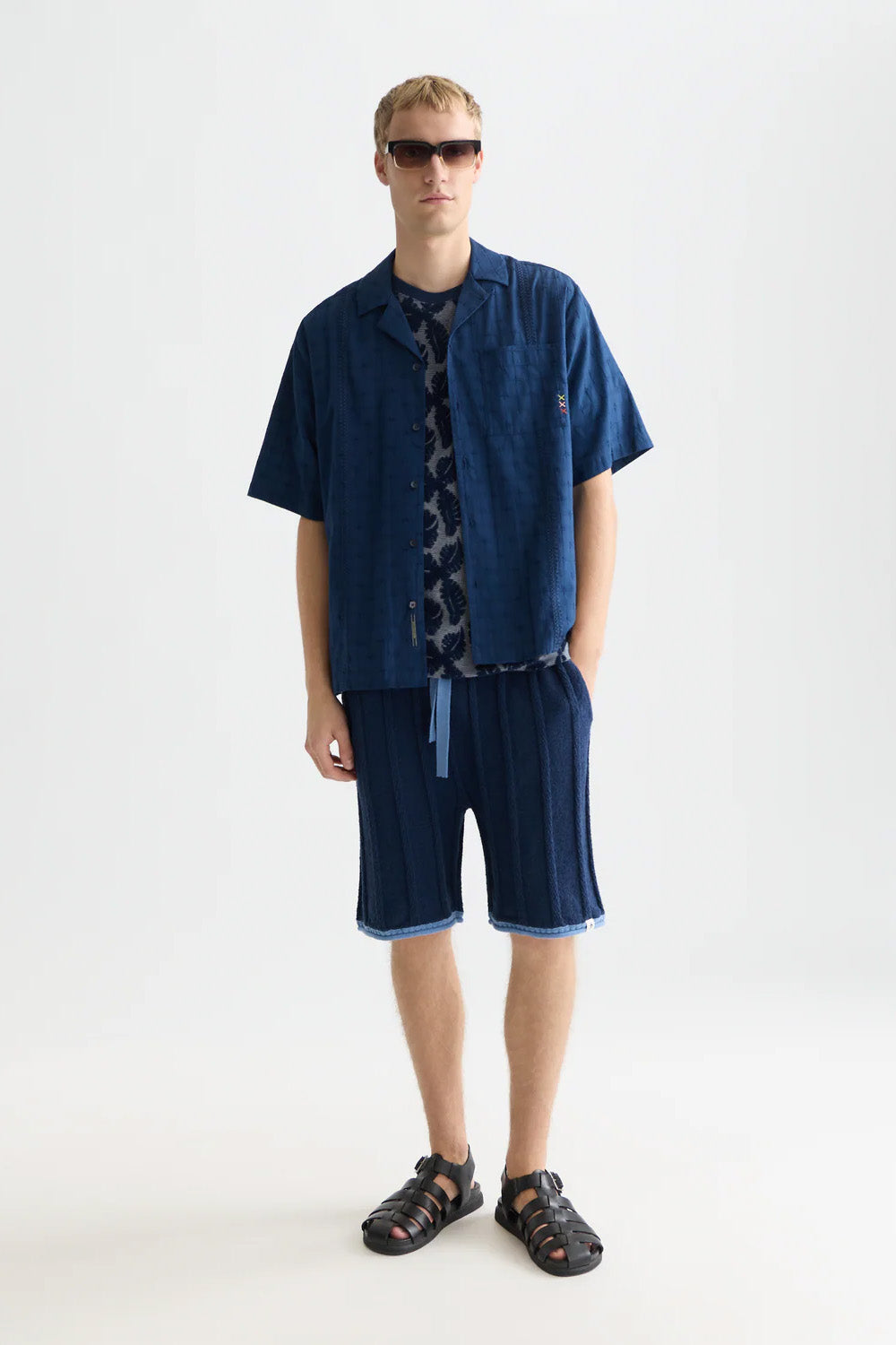 scotch and soda embroidered structured ss pageant blue