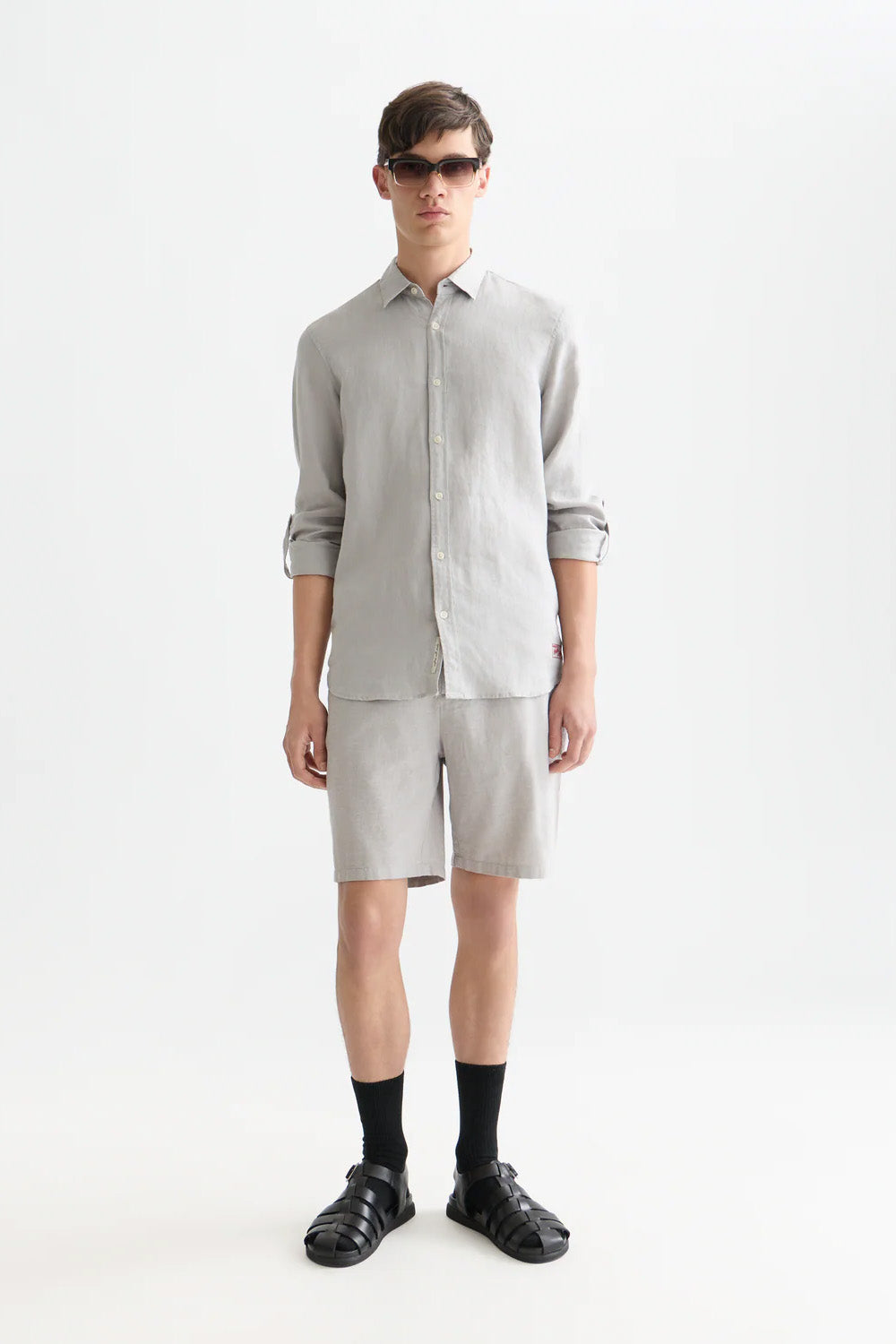 scotch and soda fave linen chino short grey 