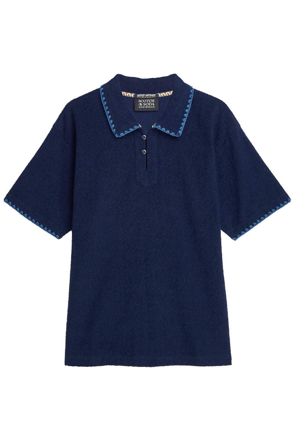 scotch and soda jacquard toweling polo pageant blue flatlay