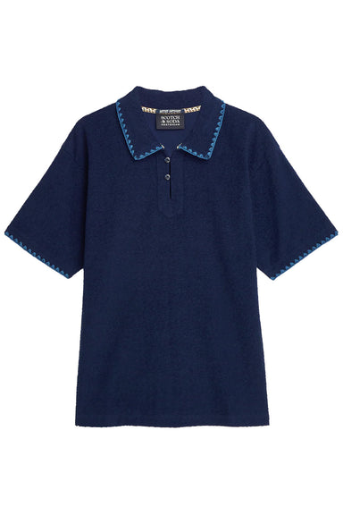 scotch and soda jacquard toweling polo pageant blue flatlay