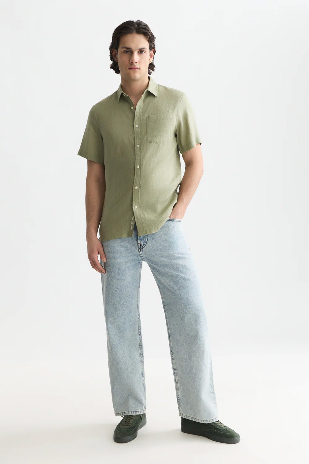scotch and soda linen ss oil green 