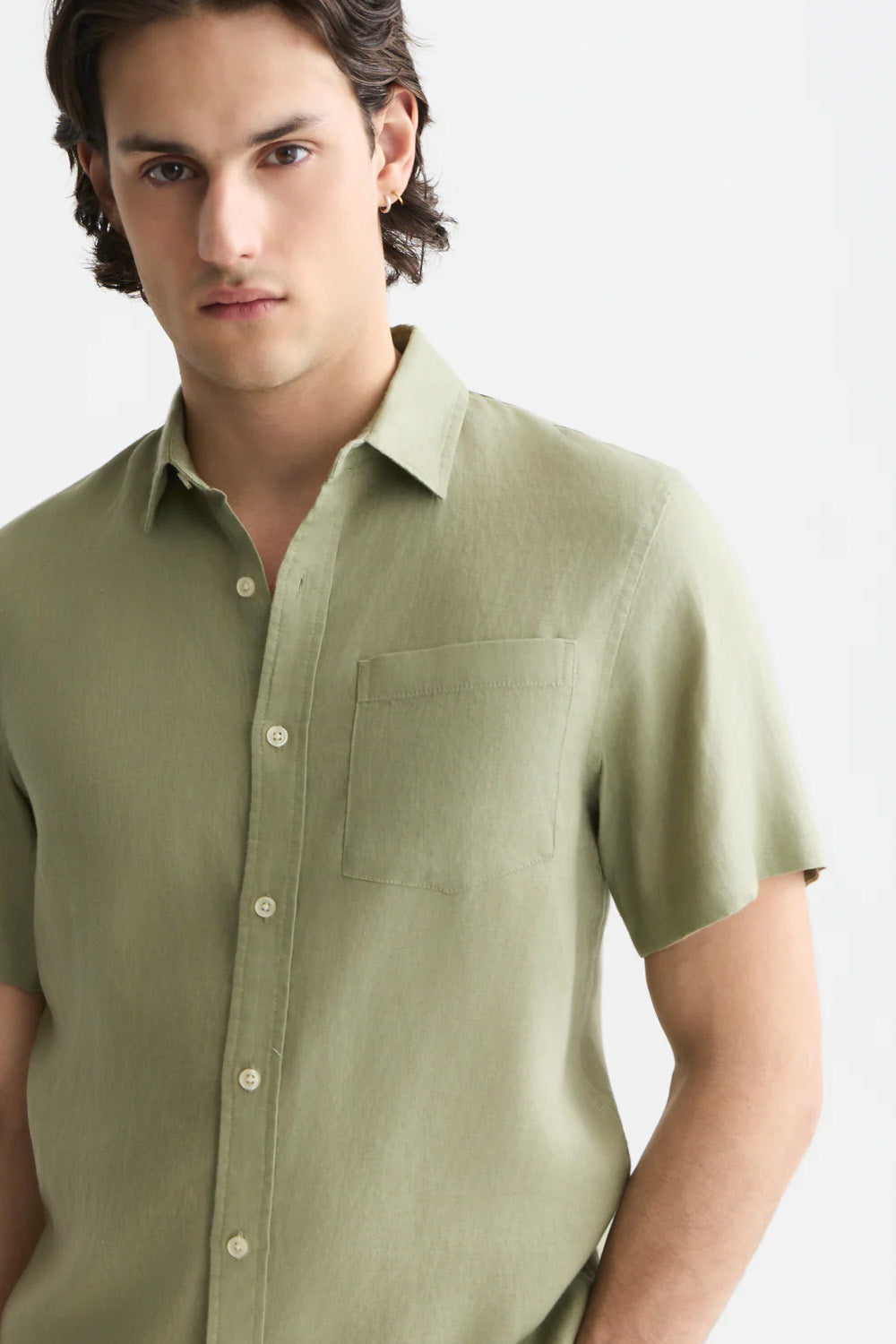 scotch and soda linen ss oil green detail