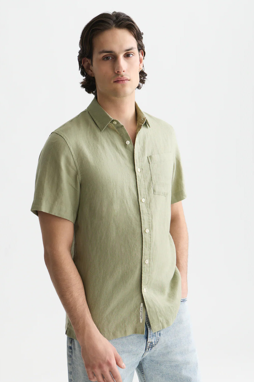 scotch and soda linen ss oil green front