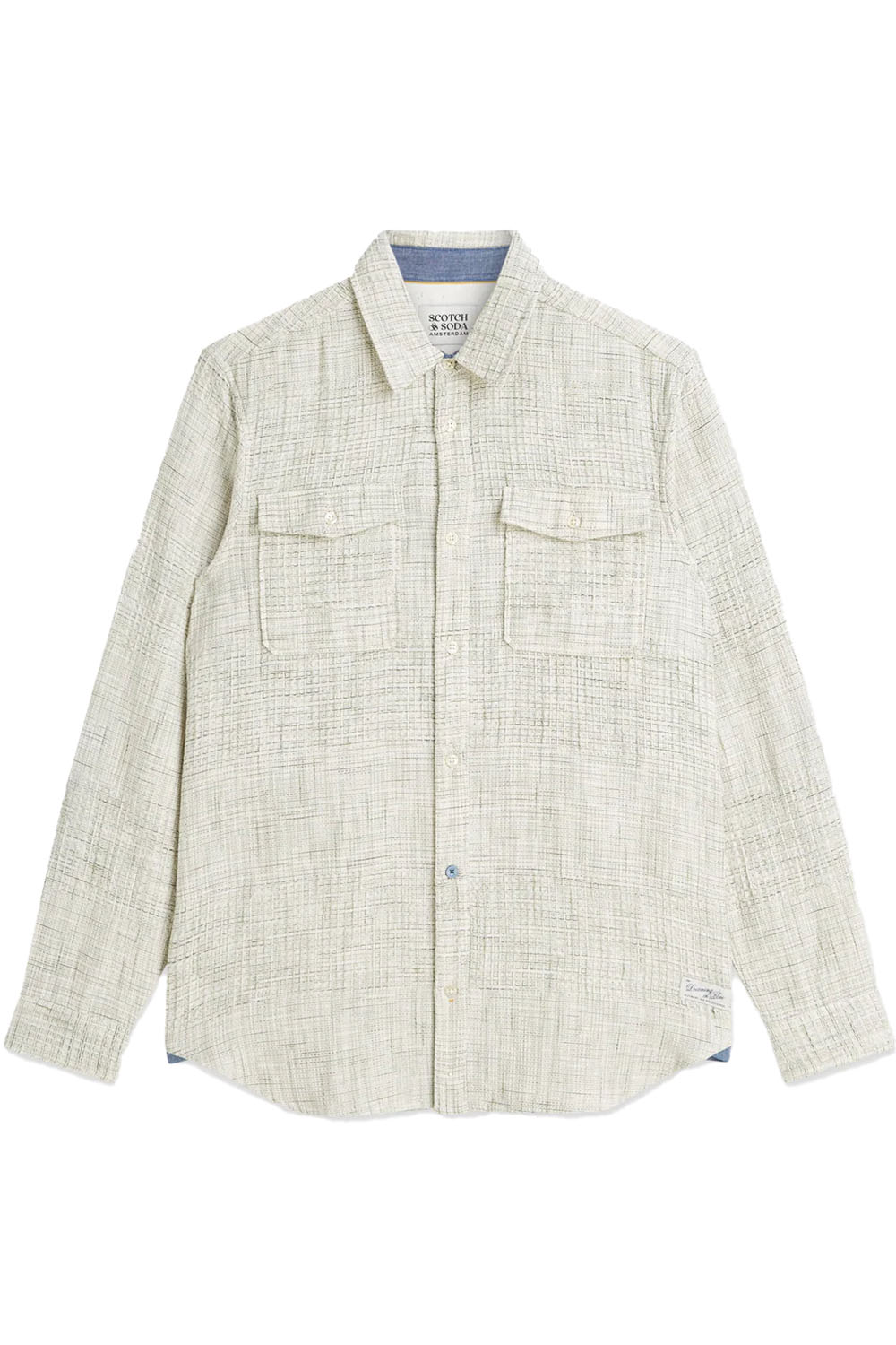 scotch and soda melange waffle shirt oil green flatlay