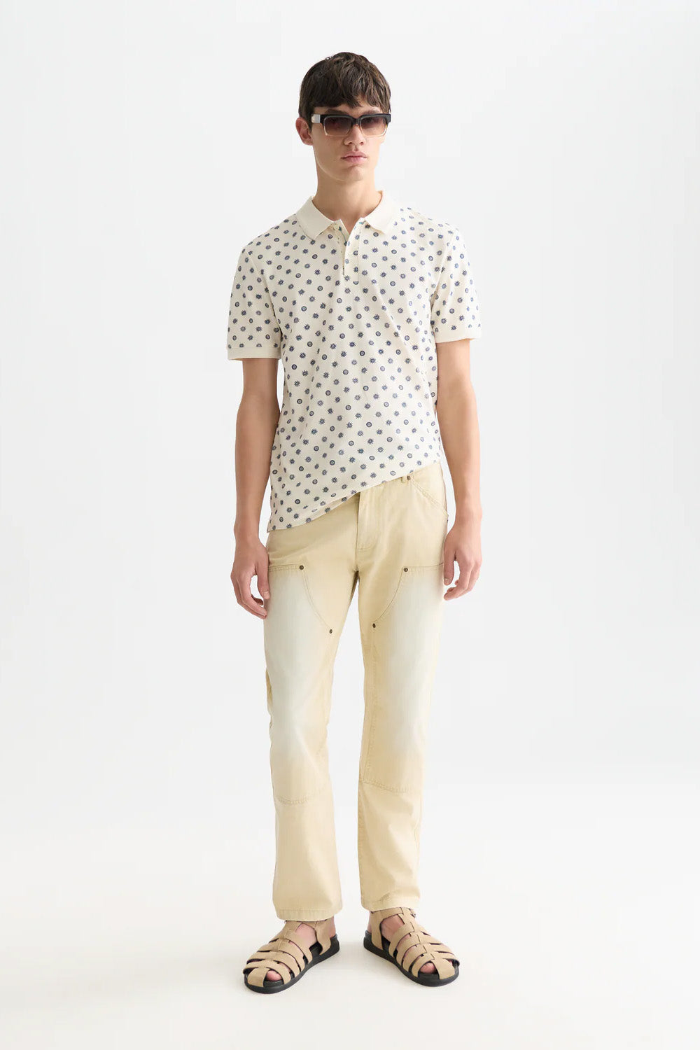 scotch and soda micro-printed polo foulard eggnog