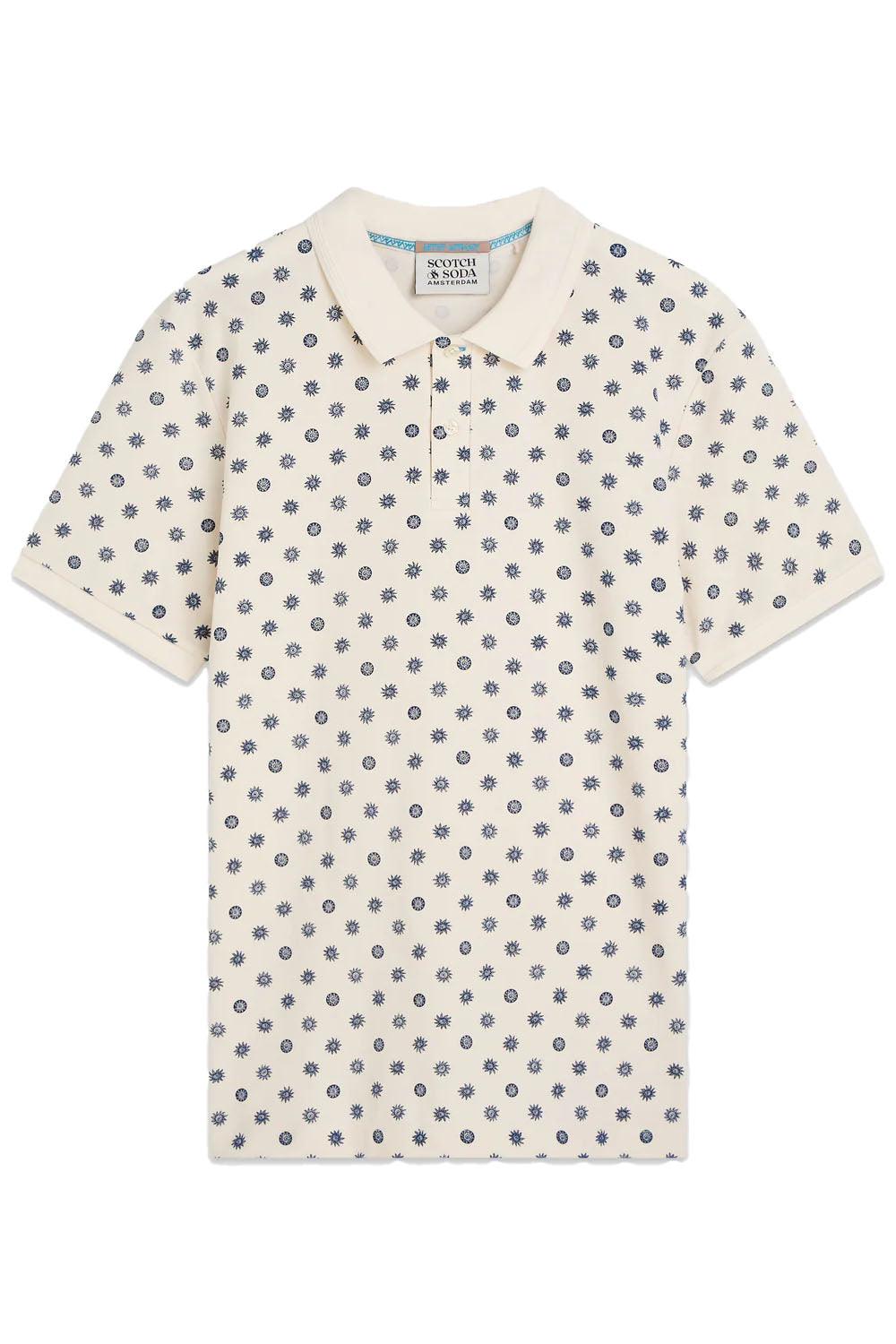 scotch and soda micro-printed polo foulard eggnog flatlay