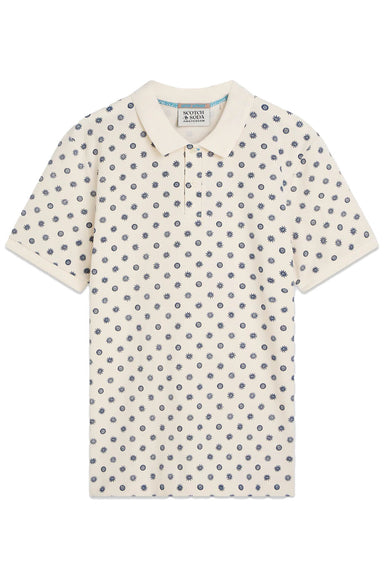 scotch and soda micro-printed polo foulard eggnog flatlay