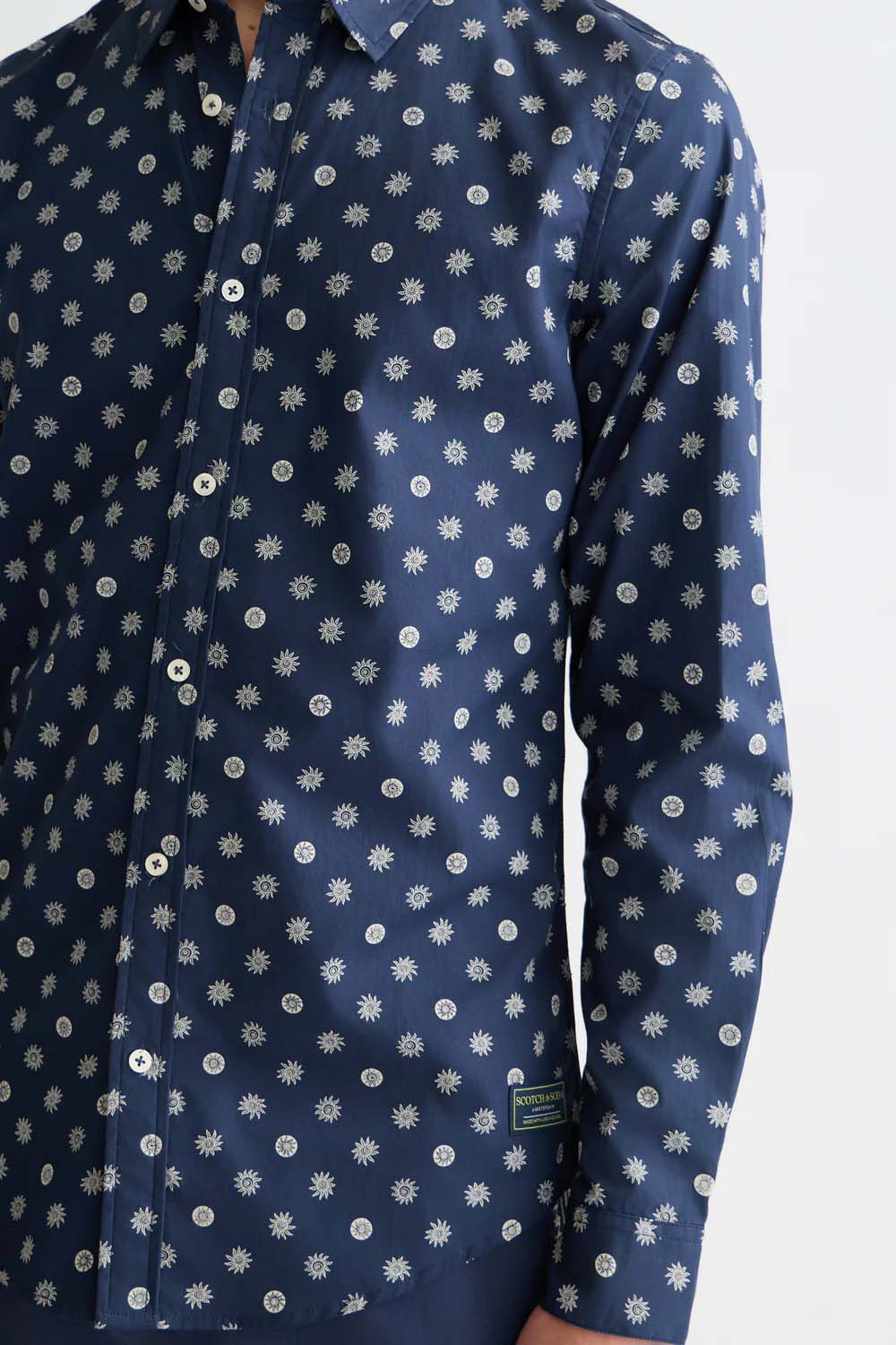 scotch and soda micro print poplin shirt foulard detail