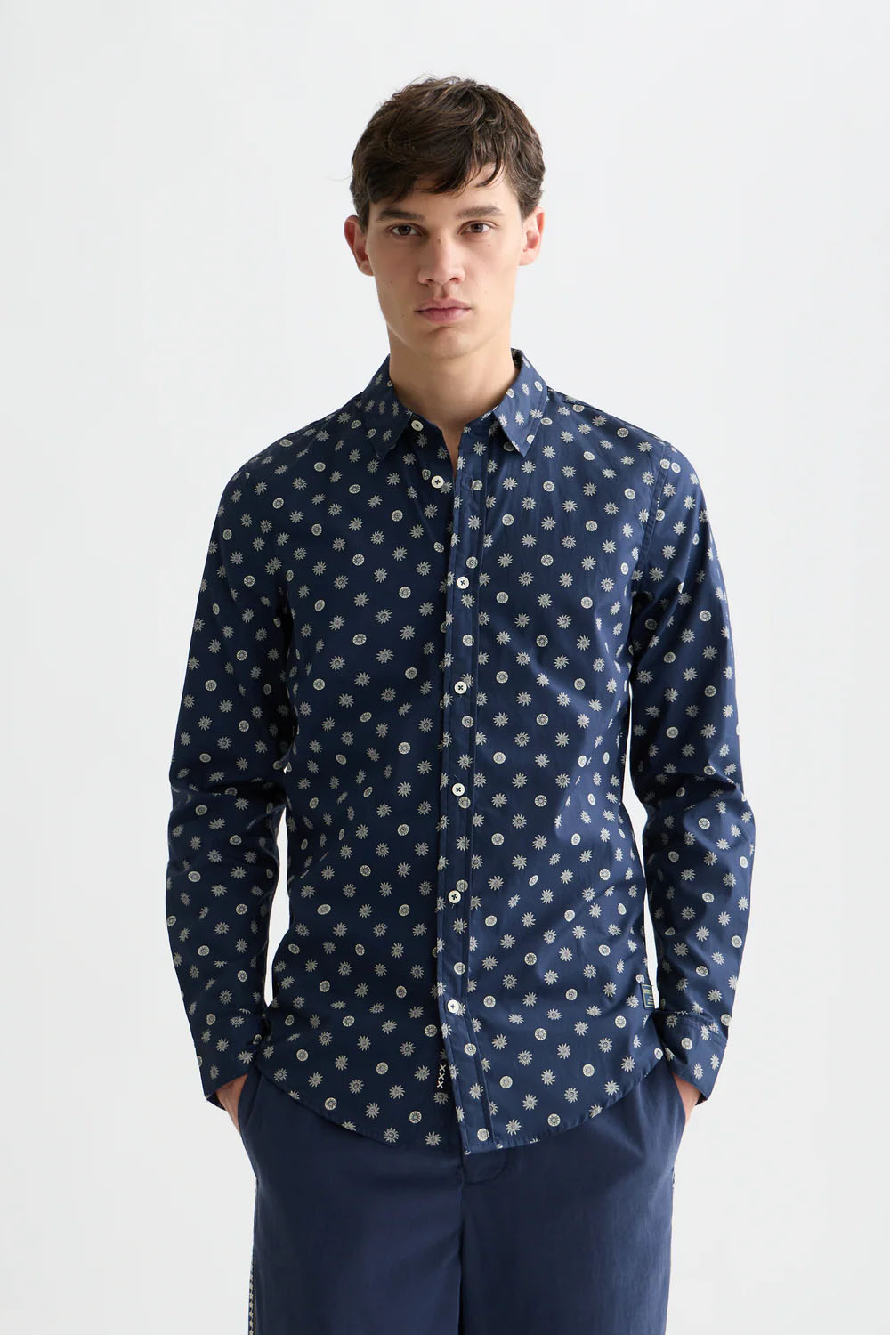 scotch and soda micro print poplin shirt foulard front