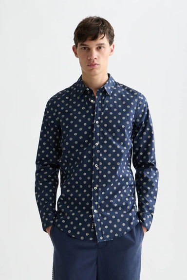 scotch and soda micro print poplin shirt foulard front