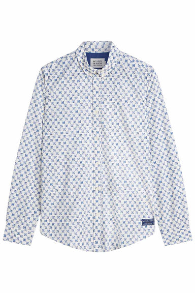 scotch and soda micro printed ls tiles flower blue front