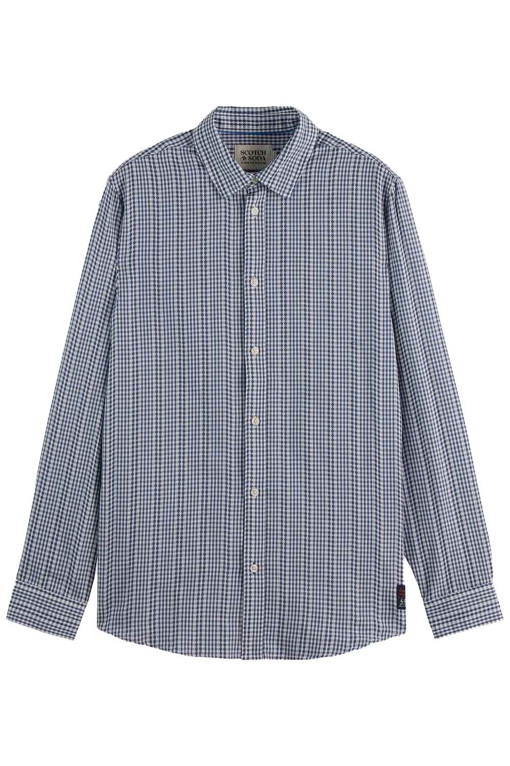 scotch and soda microcheck poplin shirt oceana micro check flatlay