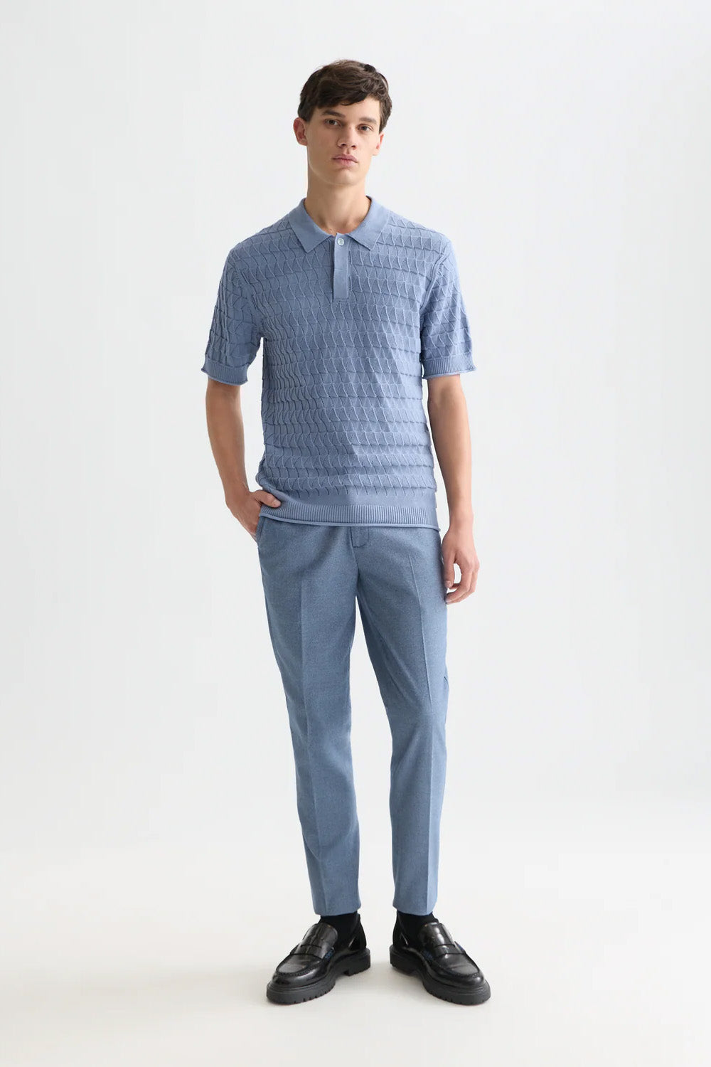 scotch and soda pointelle knitted polo infinity