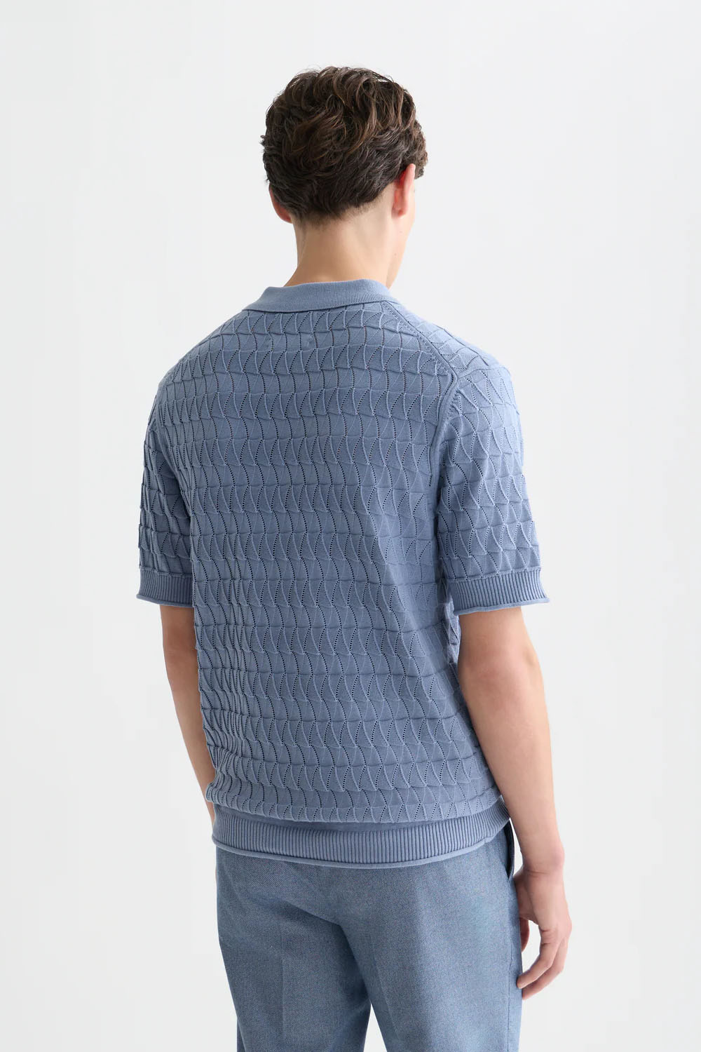 scotch and soda pointelle knitted polo infinity back