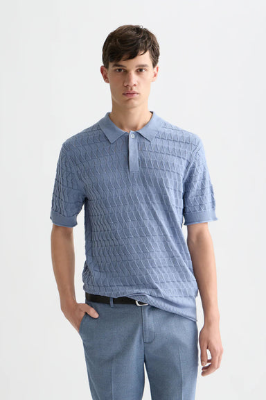 scotch and soda pointelle knitted polo infinity front