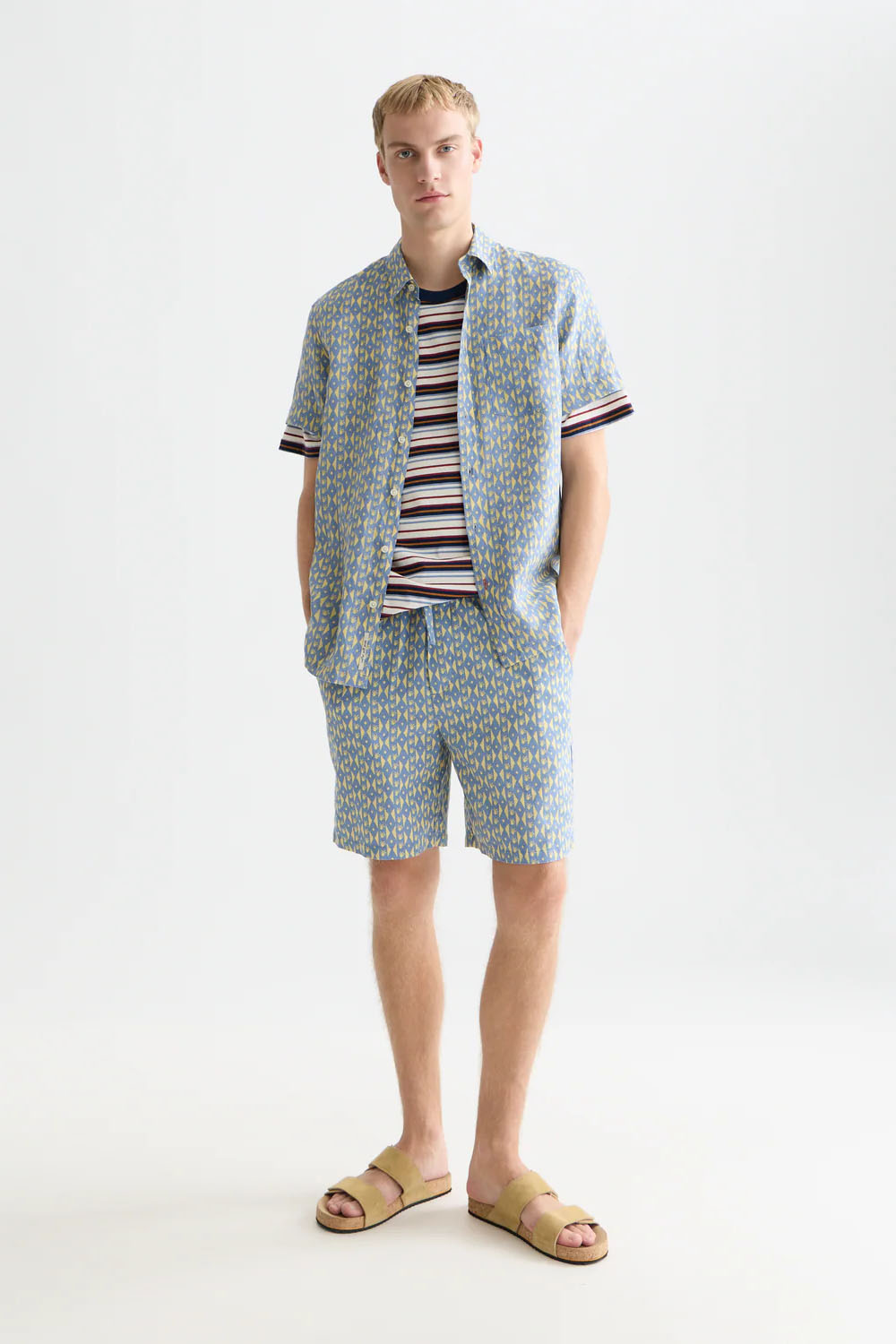 scotch and soda printed linen ss cactus stripe infinity