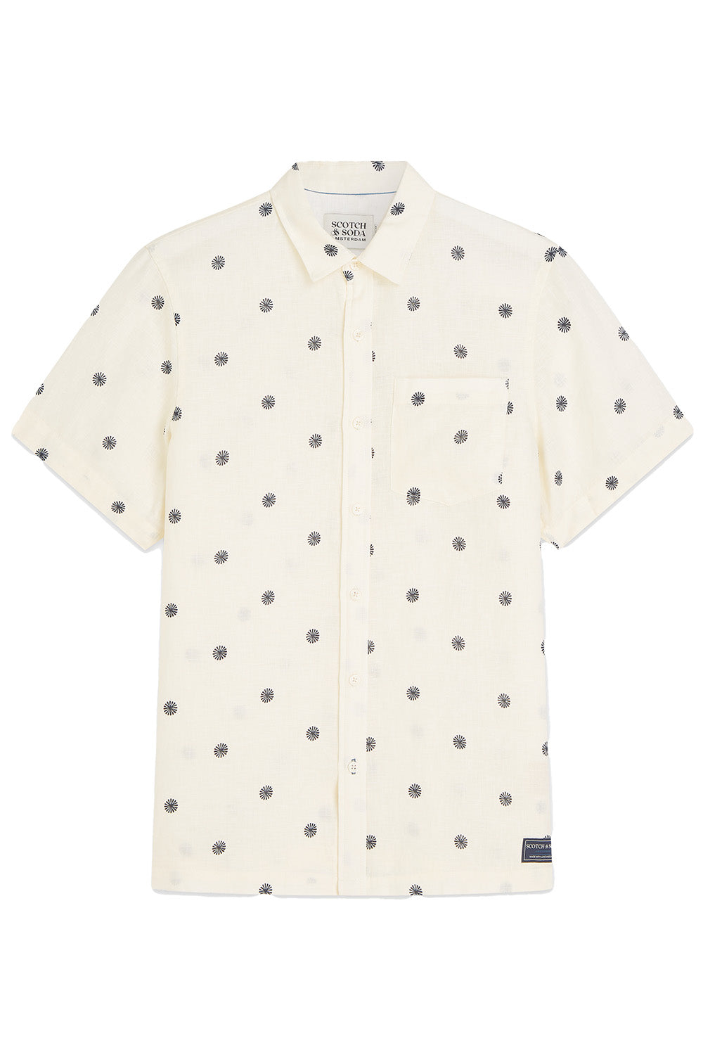 scotch and soda printed linen ss tiles stars eggnog front