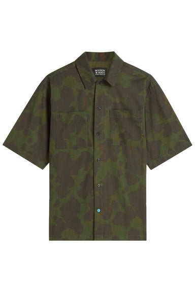 scotch and soda printed ripstop shirt painterly animal olive night flatlay