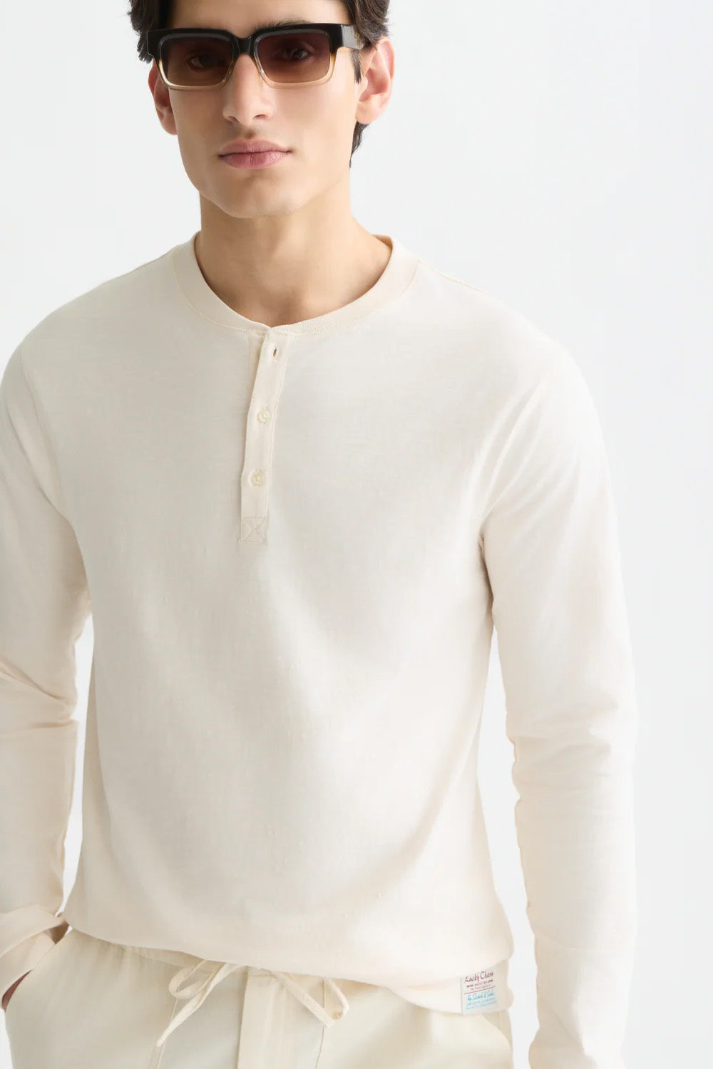 scotch and soda slub henley ls eggnog front