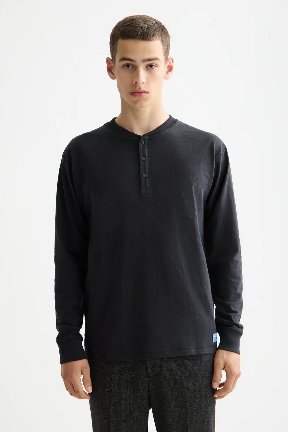 scotch and soda slub henley ls meteorite front