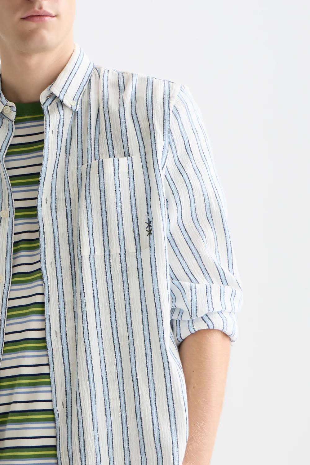 scotch and soda striped crinkle shirt windsurfer stripe detail