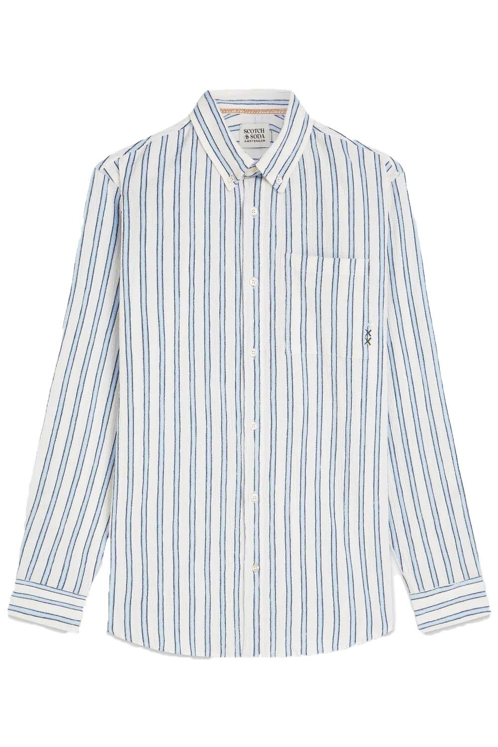 scotch and soda striped crinkle shirt windsurfer stripe flatlay
