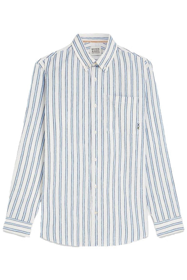 scotch and soda striped crinkle shirt windsurfer stripe flatlay