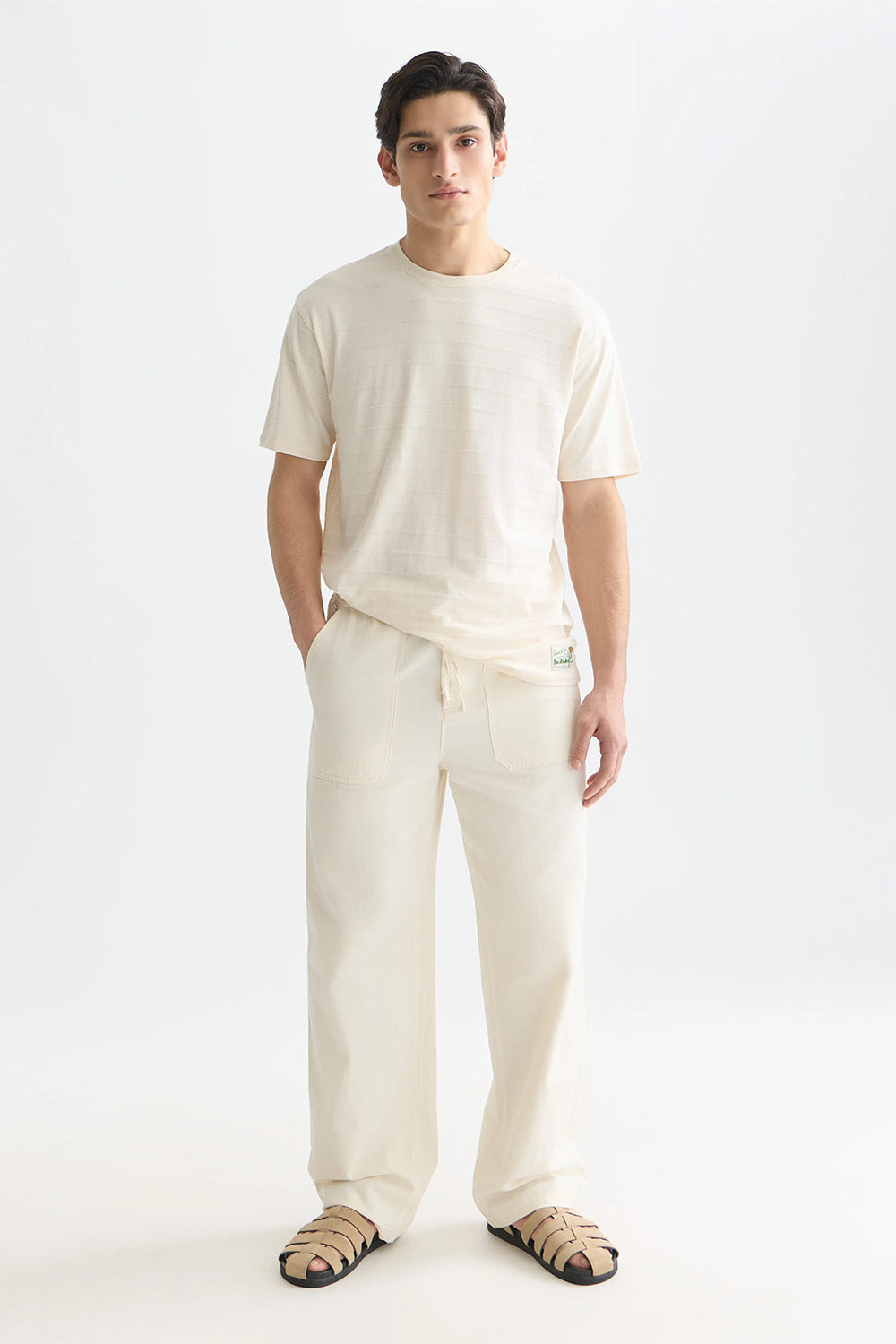 scotch and soda structured jacquard t-shirt eggnog
