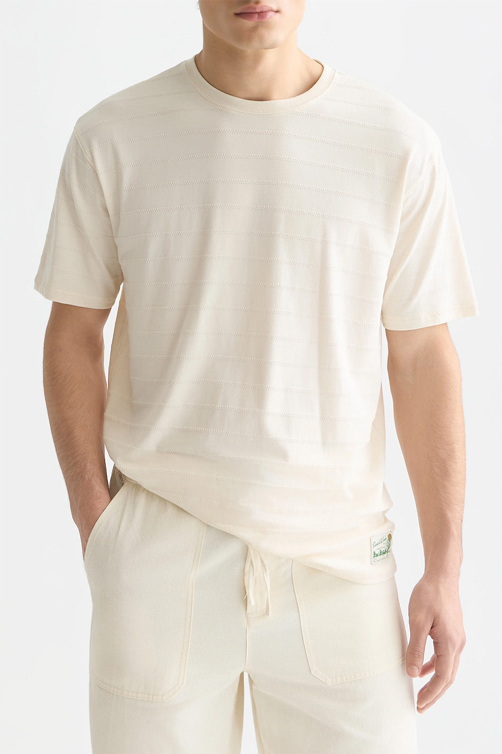 scotch and soda structured jacquard t-shirt eggnog front