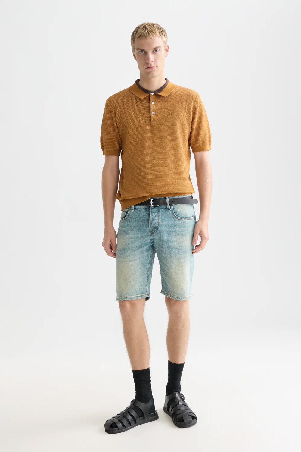 scotch and soda structured knitted polo cathay spice