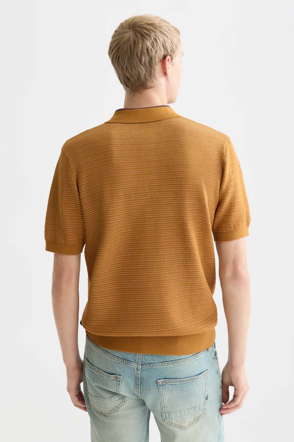 scotch and soda structured knitted polo cathay spice back