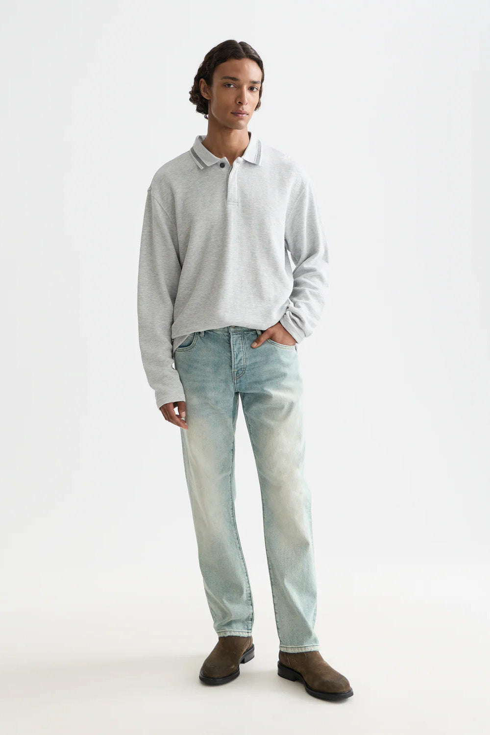 scotch and soda structured ls polo grey melange