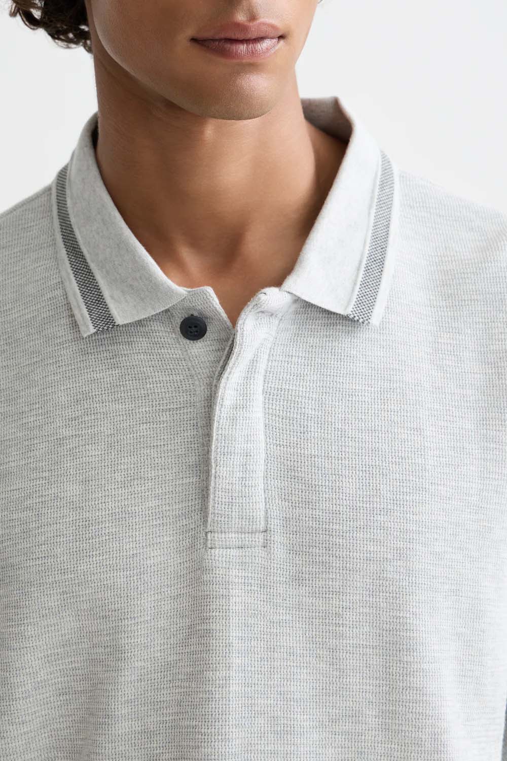 scotch and soda structured ls polo grey melange detail