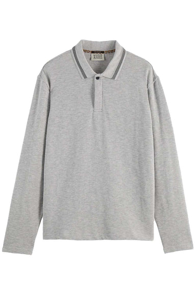 scotch and soda structured ls polo grey melange flatlay