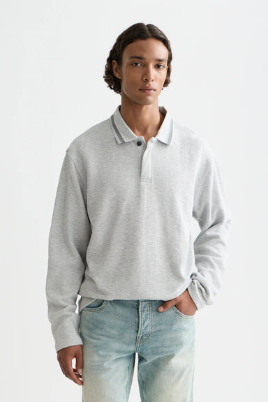 scotch and soda structured ls polo grey melange front