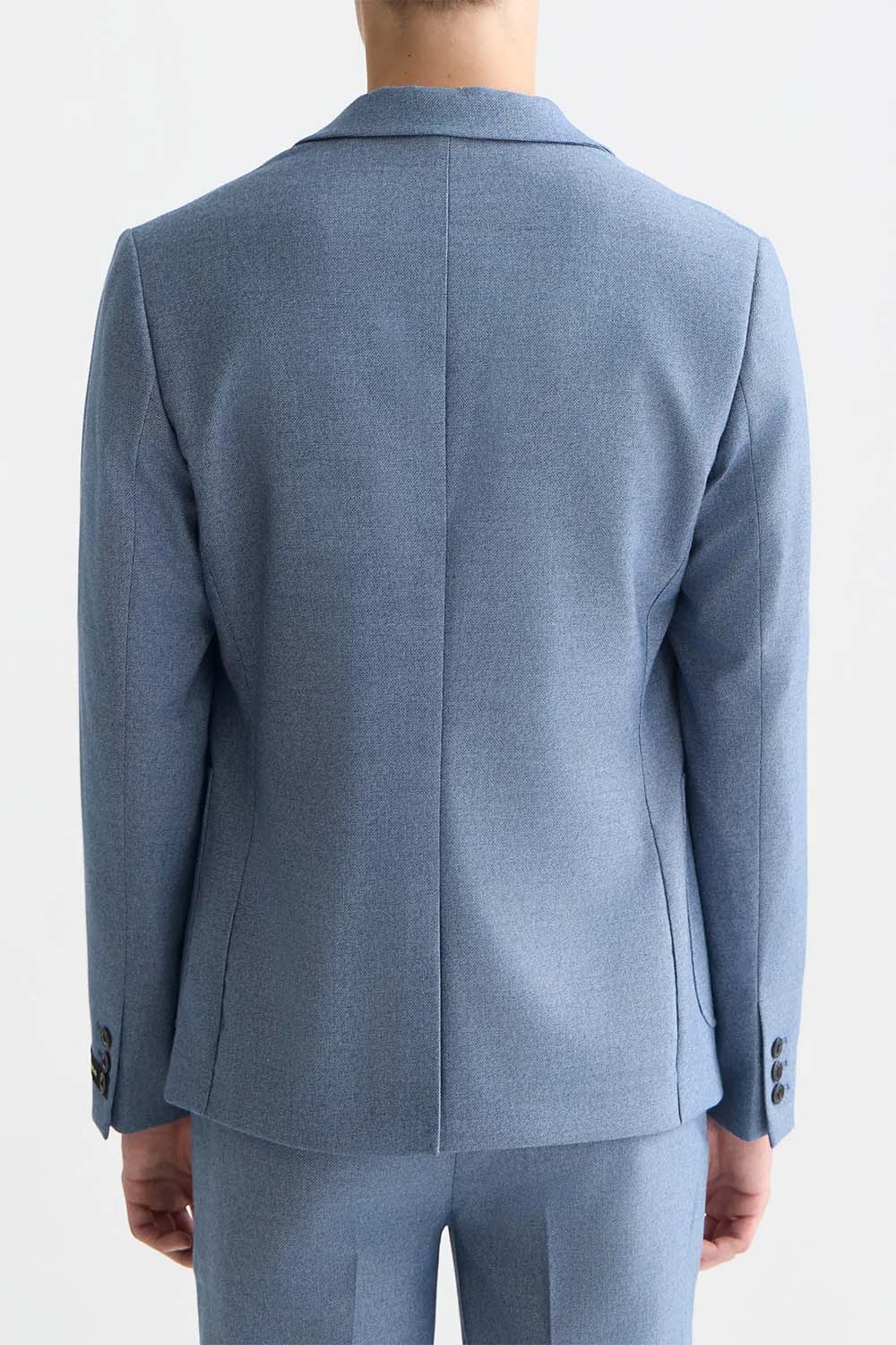 scotch and soda structured weave blazer pageant blue melange back