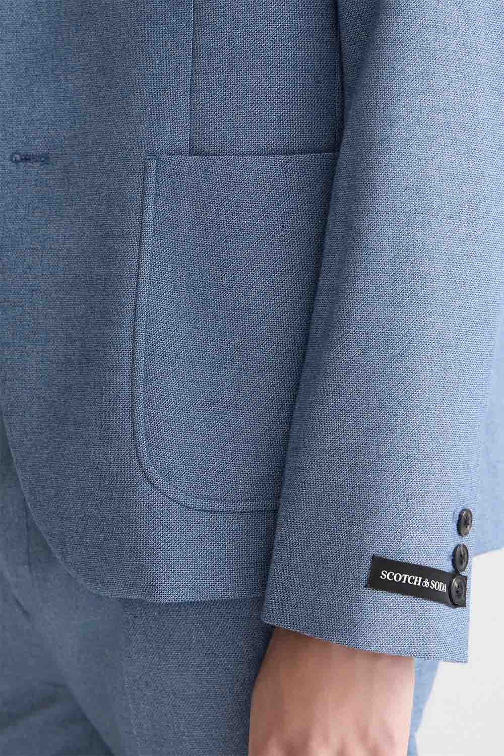 scotch and soda structured weave blazer pageant blue melange detail