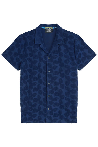 scotch and soda terry jacquard ss paegant blue flatlay