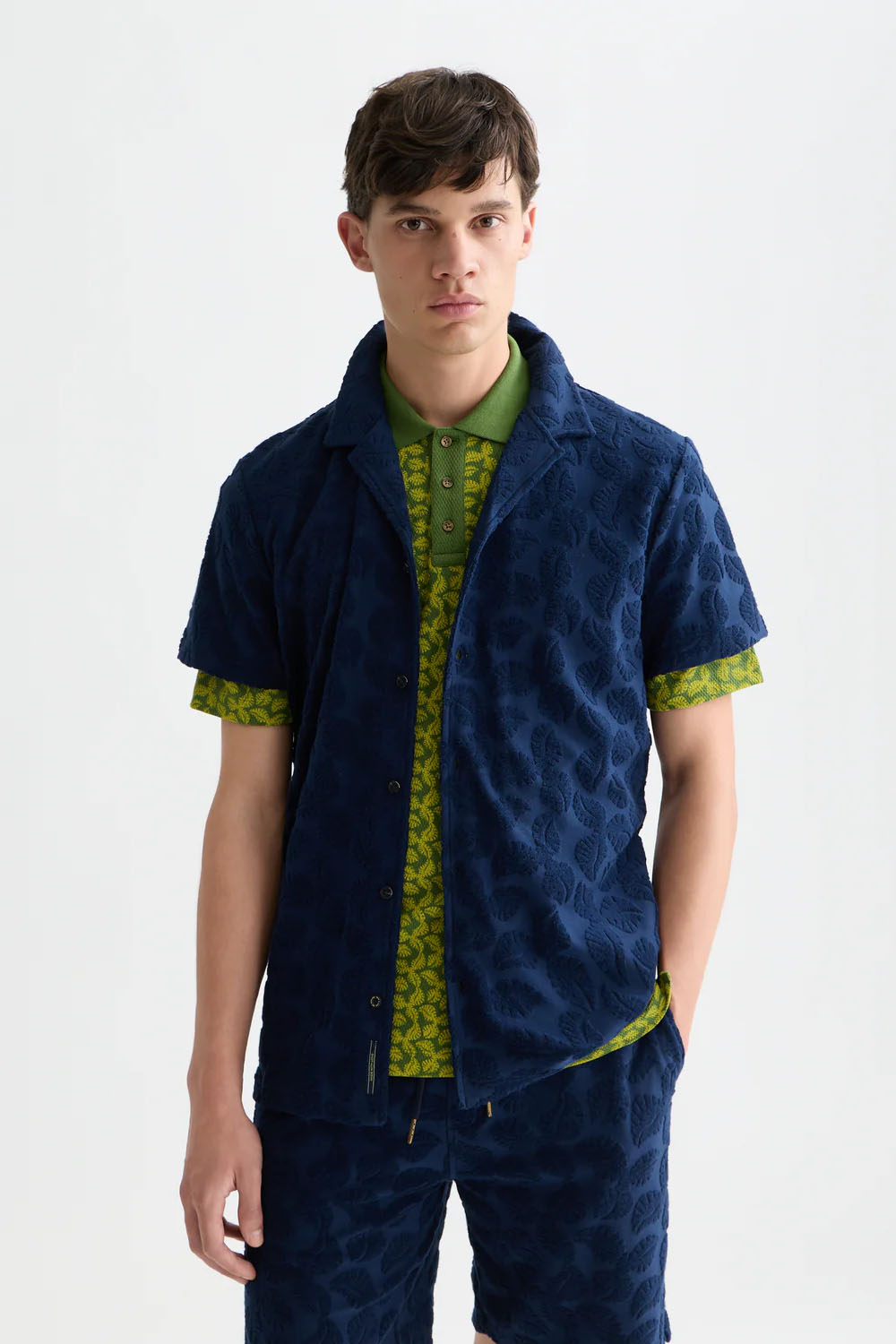 scotch and soda terry jacquard ss paegant blue front
