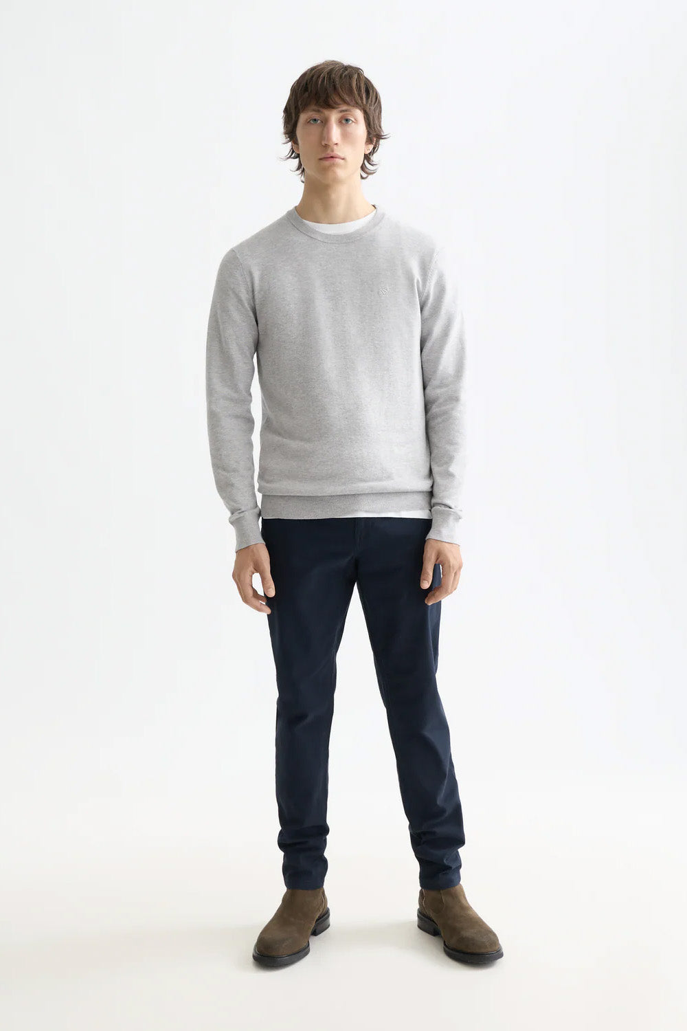 scotch and soda viscose pullover crewneck grey melange