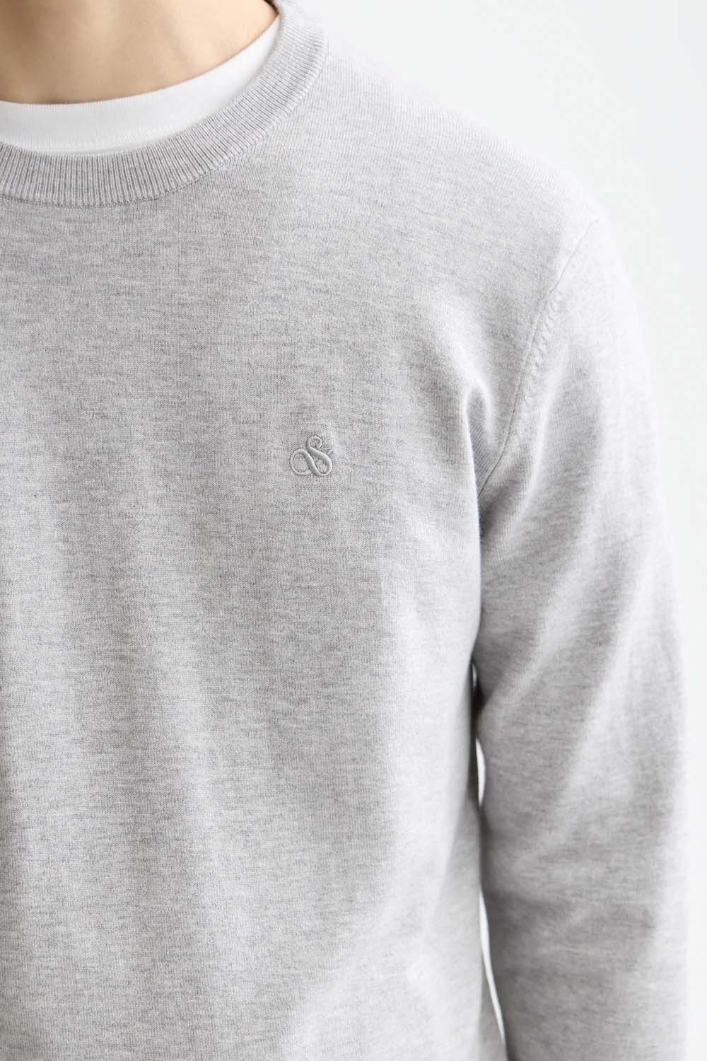 scotch and soda viscose pullover crewneck grey melange detail