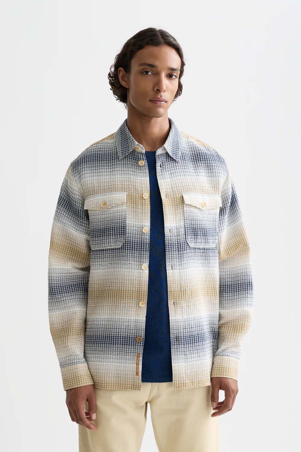 scotch and soda waffle stripe shirt oceana infinity stripe front