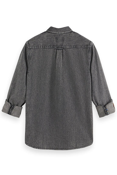 scotch and soda washed denim shirt black spark back
