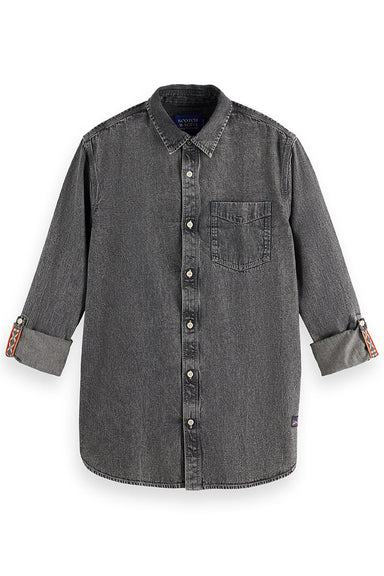 scotch and soda washed denim shirt black spark front