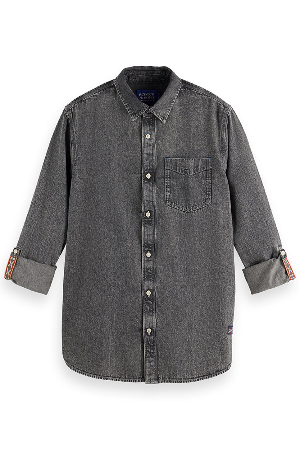 scotch and soda washed denim shirt black spark front
